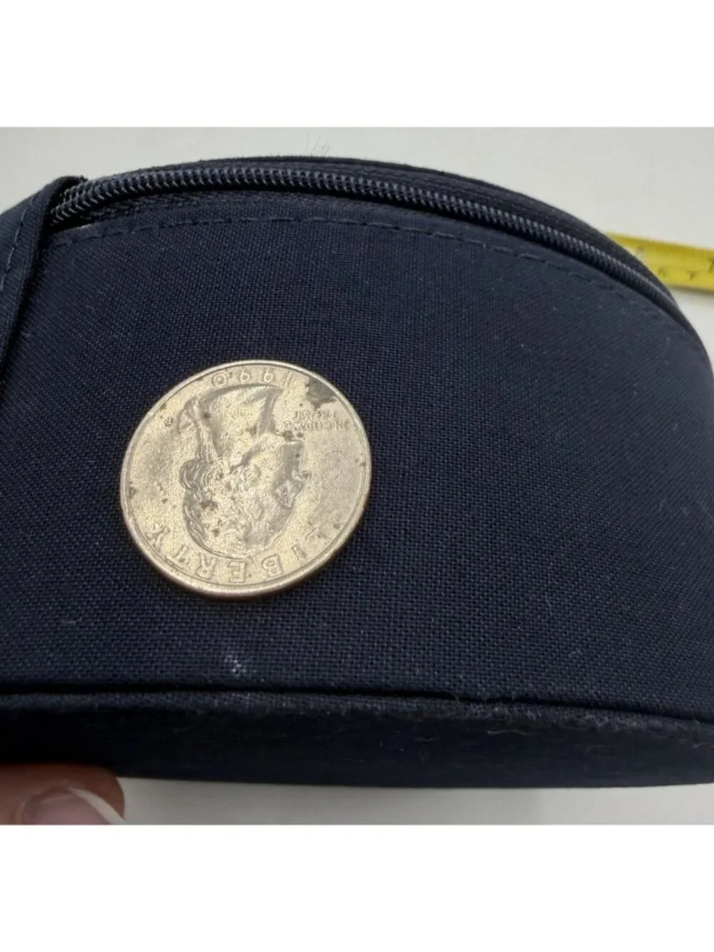 Dior Parfums Navy Fabric Cosmetic Vanity Case Mirror Zip Around Travel Makeup